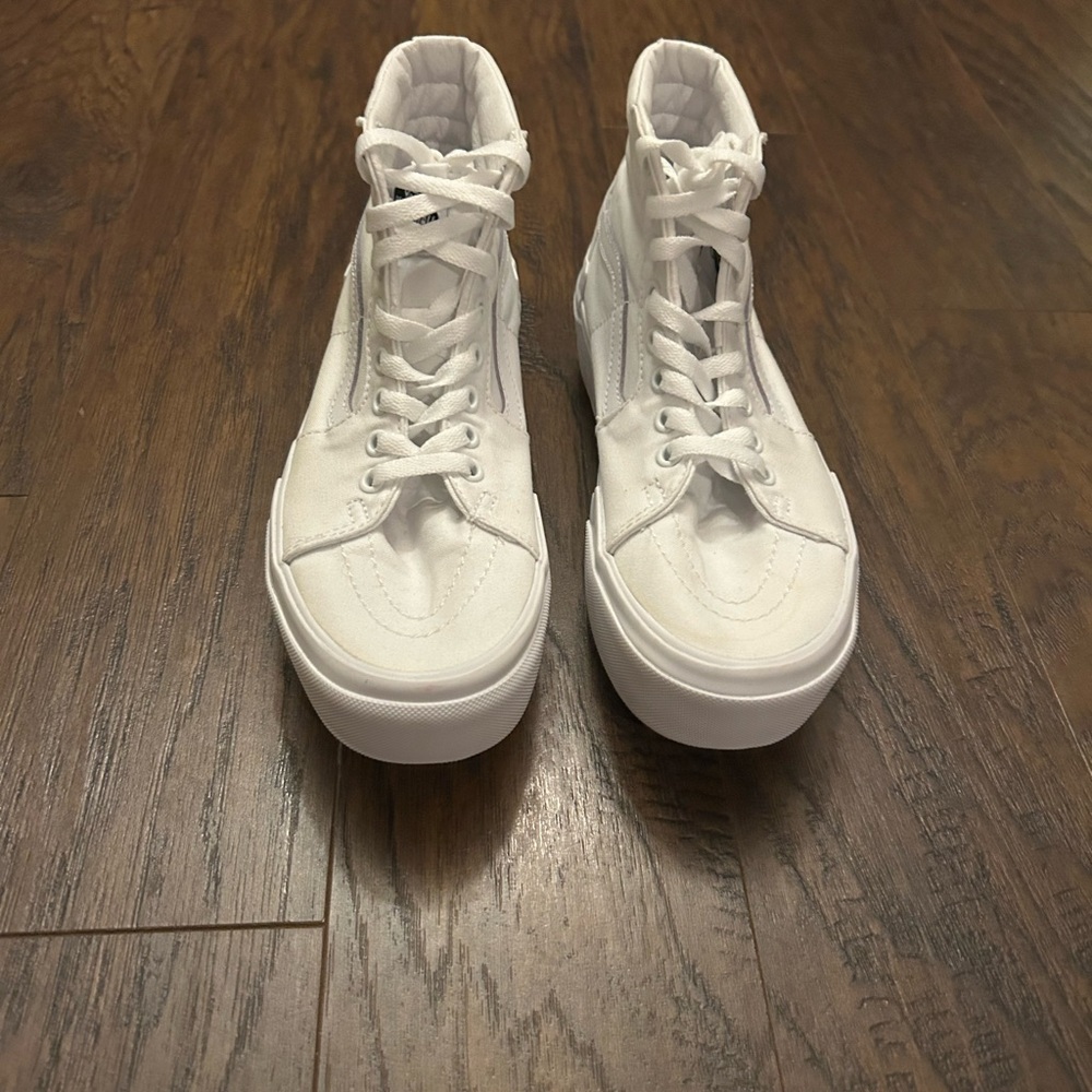 Vans Sk8-Hi Stacked Platform Sneakers Shoes True White Unisex Sawtooth Outsole - Picture 2 of 6